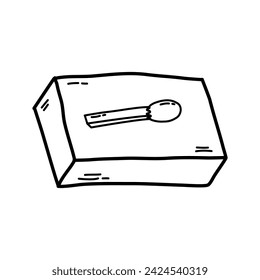  Coincidencias empaquetadas. Dibujado por el contorno sobre un fondo blanco. 
Caja de Doodle Vector de Seguridad. 