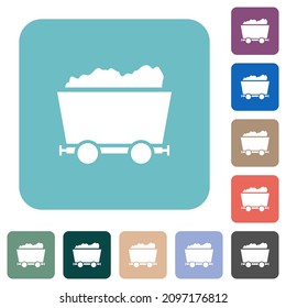 Packete Grubenkarton-weiße flache Symbole auf buntem, quadratischem Hintergrund