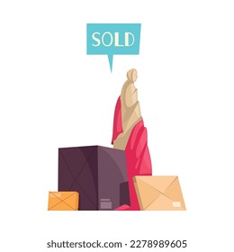 Packed objects sold at auction flat icon vector illustration