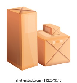 Packed parcel box icon. Cartoon of packed parcel box vector icon for web design isolated on white background