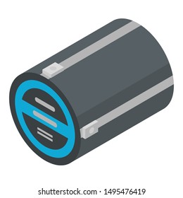 Packed sleeping bag icon. Isometric of packed sleeping bag vector icon for web design isolated on white background