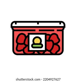 packed strawberries color icon vector. packed strawberries sign. isolated symbol illustration