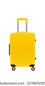 Packed suitcase. Yellow plastic suitcase, isolated on white background. Simplicity vector illustration