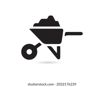 Icono blanco plano con flecha de ruedas sobre fondo blanco