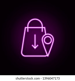 packet arrow down pin neon icon. Elements of e-commerce set. Simple icon for websites, web design, mobile app, info graphics