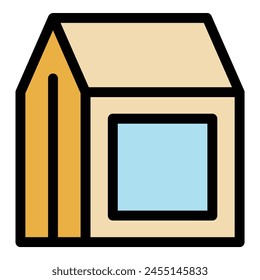 Vector de contorno de icono de cuadro de paquete. Paquete de bocadillos. Bolsa de alimentos color plana