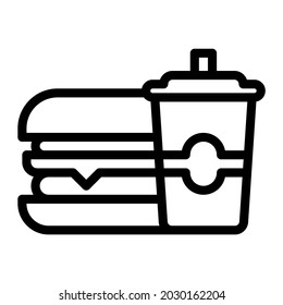 Packet Burger Icon, Outline Packet Burger Fast Food Vector Icon For Web Or App Design Isolated On White Background.
