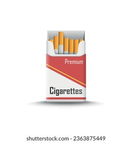 Packet of cigarettes icon in flat style. Smoking vector illustration on isolated background. Tobacco box sign business concept.