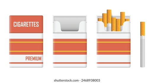 Packet of cigarettes icon in flat style. Smoking vector illustration on isolated background. Tobacco box sign business concept.