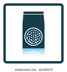 Packet of dog food icon. Shadow reflection design. Vector illustration.
