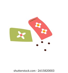 Paquete de Semillas de Flores. Ilustración plana de Vector