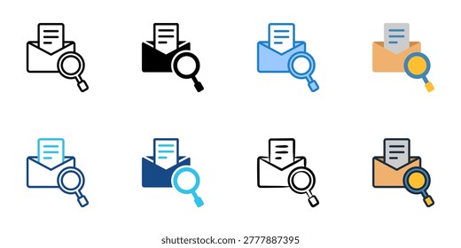 Packet inspection icons set multiple style collection. Editable stroke 
