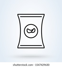 packet potato chips Simple vector. Linear modern icon design illustration