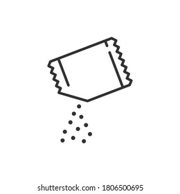 Packet soluble powder icon, open paper sachet, soluble medication, thin line web symbol on white background - editable stroke vector illustration. EPS 10
