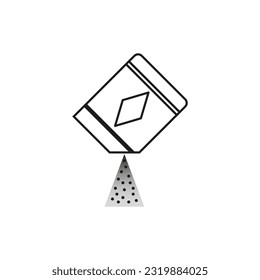 ícono de polvo soluble en paquete, sobre de papel abierto, medicamento soluble. Ilustración vectorial. imagen de stock.
