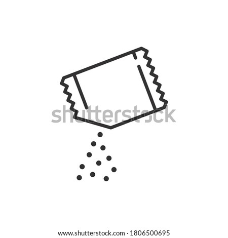 Packet soluble powder icon, open paper sachet, soluble medication, thin line web symbol on white background - editable stroke vector illustration. EPS 10