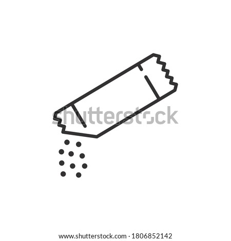 Packet soluble powder icon, open paper sachet, soluble medication, thin line web symbol on white background - editable stroke vector illustration. EPS 10