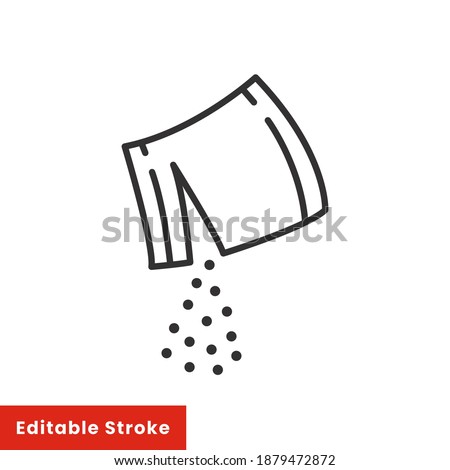 Packet soluble powder icon, open paper sachet, soluble medication, thin line web symbol on white background - editable stroke vector illustration. EPS 10