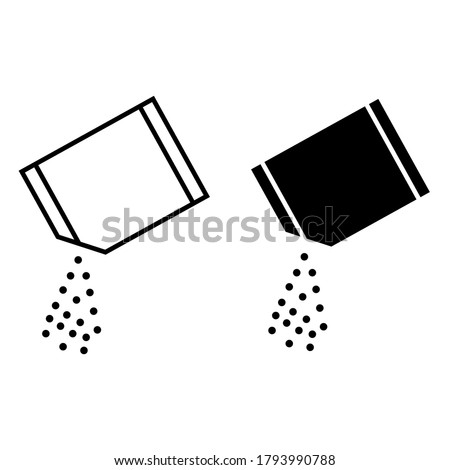 
Packet soluble powder icon vector set. open paper sachet illustration sign collection.