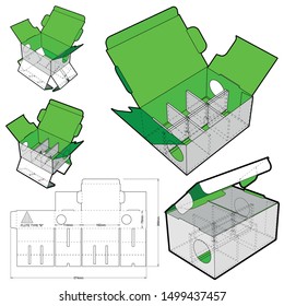 Packing For 6 Eggs and Die-cut Pattern. The .eps file is full scale and fully functional. Prepared for real cardboard production.