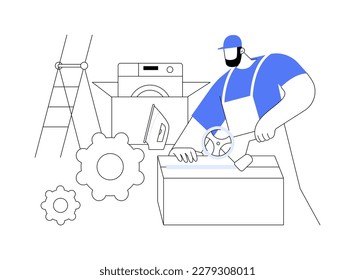 Packing belongings abstract concept vector illustration. Full service mover provides packaging, real estate business, preparation for movement, belongings transportation abstract metaphor.