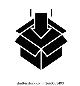 Packing black icon, concept illustration, vector flat symbol, glyph sign.