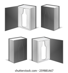 packing box for bottle set icons vector illustration isolated on white background