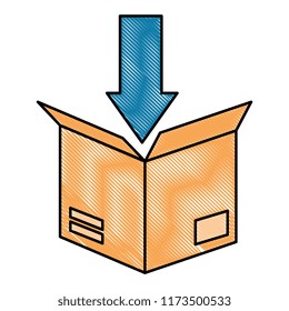 packing box carton with arrow down