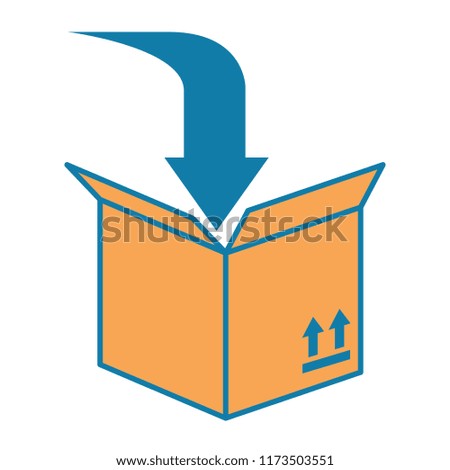 packing box carton with arrow down