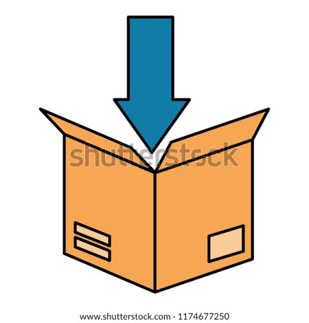 packing box carton with arrow down