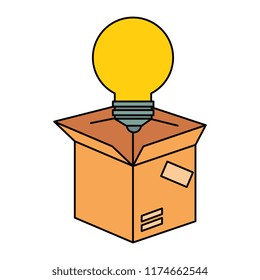packing box carton with bulb