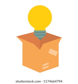 packing box carton with bulb