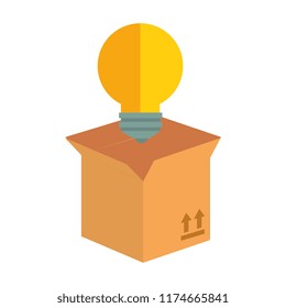 packing box carton with bulb