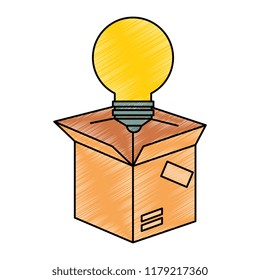 packing box carton with bulb