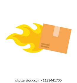 packing box carton with flame