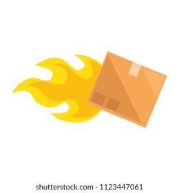 packing box carton with flame