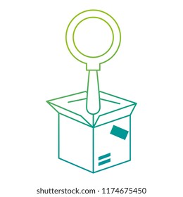 packing box carton with magnifying glass