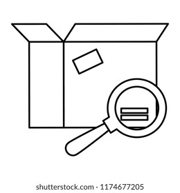 packing box carton with magnifying glass