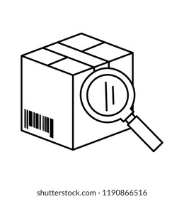packing box carton with magnifying glass