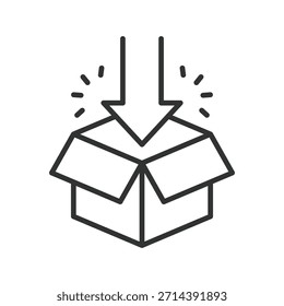 Embalaje, caja, movimiento, logística, almacenamiento en el Vector del fondo blanco. icono editable del movimiento de la caja de embalaje