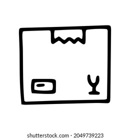 packing box line vector doodle simple icon