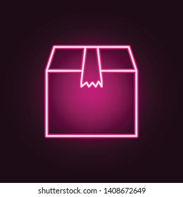 packing box neon icon. Elements of web set. Simple icon for websites, web design, mobile app, info graphics