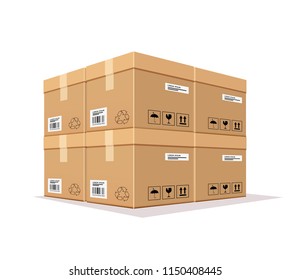 Packing box overlaps isolated on white background, illustration