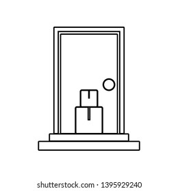 packing box sending in front of the door icon. Element of Logistic for mobile concept and web apps icon. Outline, thin line icon for website design and development, app development