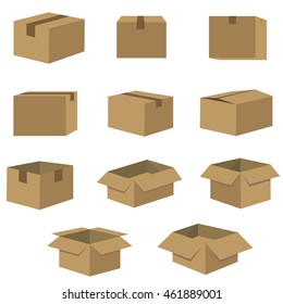 packing of box set in dark brown vector icon