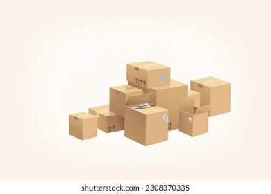 Packing boxes, a group of boxes to separate things by the categories