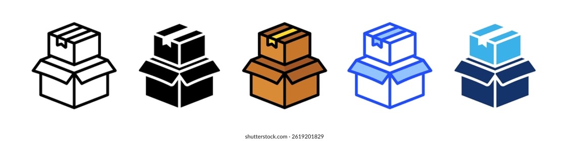 Packing Boxes Icon Collection With Multiple Styles