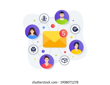 Cajas de embalaje, faro y juego simple de iconos mundiales. Cartel de mensajes de trabajo en equipo. Trabajo remoto del empleado. Firma del cuadro de Office. Caja de entrega, torre Beacon, Alrededor del mundo. Equipo de transporte. Vector