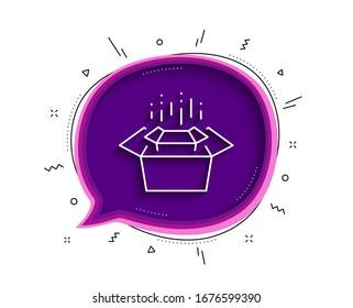 Zeilensymbol der Packboxen. Chatblase mit Schatten.Paketzeichen für die Lieferung. Ladenkasten-Symbol. Symbol für dünne Verpackungskästen. Vektorillustration