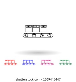 Packing Boxes On The Conveyer Belt Multi Color Icon. Simple Thin Line, Outline Vector Of Logistic Icons For Ui And Ux, Website Or Mobile Application